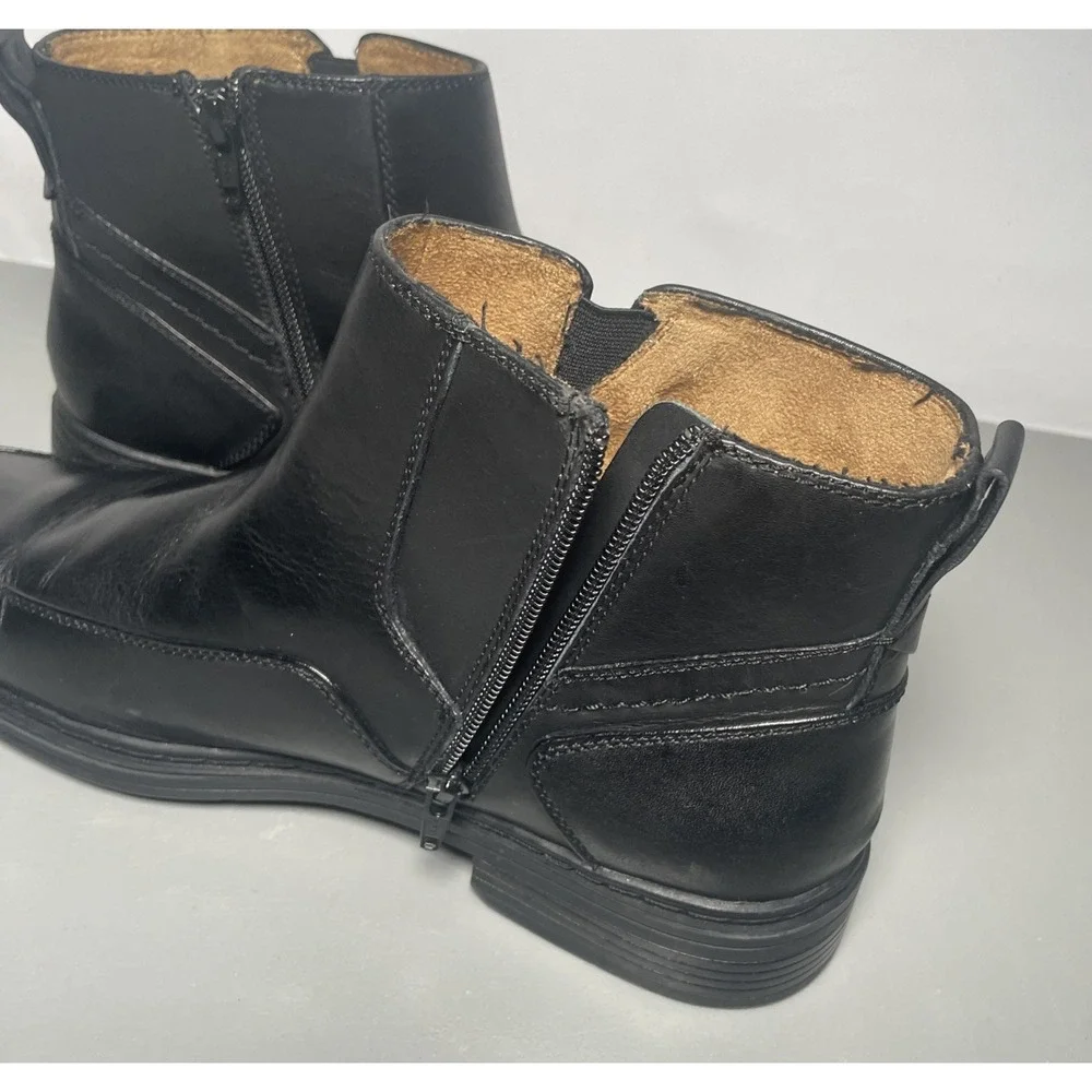 Florsheim Black Leather Side Zip Ankle Boots Mens Size 10.5